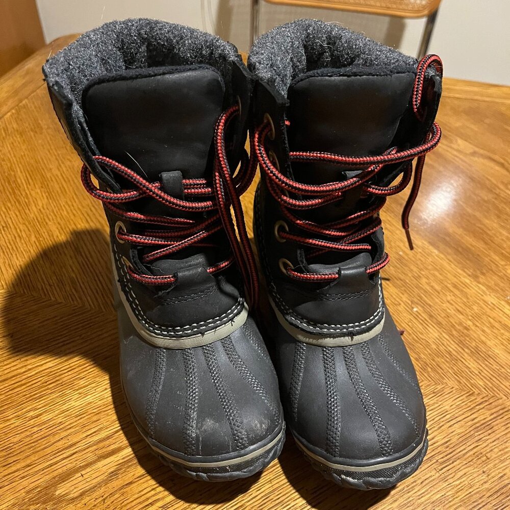 Sorel Women 5 Slimpack ii Lace Duck Boots Kettle Black Wool Waterproof Leather